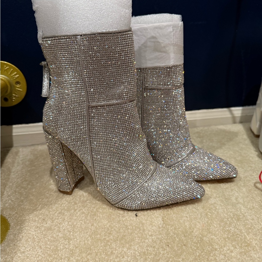 Steve Madden Glittering Silver Heeled Boots